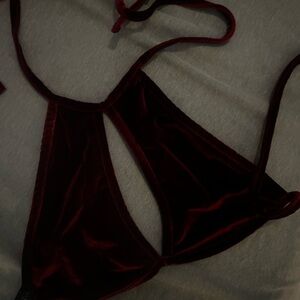 Burgundy, velvet little black diamond top